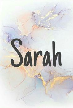 the word sarah written in black ink on a marble background