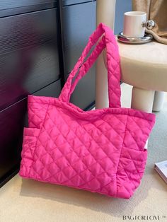 BagForLove - Quilted Neon Pink Shoulder Tote Bag Product Description Color Hot Pink Strap Type Double Handle Bag Size Medium Pattern Type Quilted Type Shoulder Tote Bag Style Funky Material Polyamide Composition 100% Polyamide Size Chart INCH CM Bag Length Bag Width Bag Height Handle Height 15 inch 5.5 inch 11.8 inch 11.8 inch Bag Length Bag Width Bag Height Handle Height 38 cm 14 cm 30 cm 30 cm Details Pictures Similar Products h2 { text-align: center; } /* æ¢è¡ */ li{ white-space: normal; wo Pink Quilted Bag For On-the-go, Pink Shoulder Bag With Pockets For On-the-go, Quilted Pink Bag For On-the-go, Pink Quilted Shoulder Bag For Daily Use, Trendy Pink Quilted Bag, Pink Quilted Pouch Bag, Pink Shopping Bag With Pockets, Pink Quilted Bag For Shopping, Pink Quilted Tote Bag