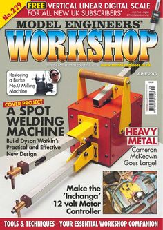 the front cover of a magazine with an image of a machine and tools on it