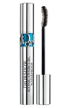 What it is: A waterproof version of Dior's Overcurl Mascara that lends lashes XXL volume, spectacular curl and lasting shape.What it does: Featuring a long-wearing formula resistant to both sweat and humidity, this mascara is infused with cotton nectar to fortify your lashes, too. Its couture design features a turquoise blue band faceted with the Dior letters.How to use: Apply the mascara vertically using the concave side of the brush, then boost and set the curl by pressing the brush against yo Dior Mascara, Ideal Makeup, Mascara Brands, Blue Mascara, Mascara Review, Couture Design, Dior Makeup, Beauty Kit, Dior Beauty