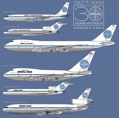 an image of three airplanes that are blueprinted