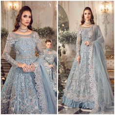 Introducing our Women's Premium Quality Pakistani Indian wedding bridal party dresses, perfect for mehndi, nikkah, engagement, reception, barat, walima, sangeet, mayu and everyday wear, available in all sizes, order now! a timeless piece crafted for those who appreciate classic style and superior craftsmanship. Inspired by the iconic design, these dress made in different style, lehenga, maxi, gown, sharara, saree, salwar kameez making it an essential addition to any wardrobe. Color:  Ice Blue Ma Gown Pakistani Dresses, Nikkah Lehenga, Party Dress Indian, Pakistani Dresses Wedding, Gown Pakistani, Sharara Saree, Bridal Party Dress, Embroidery Clothes, Engagement Reception