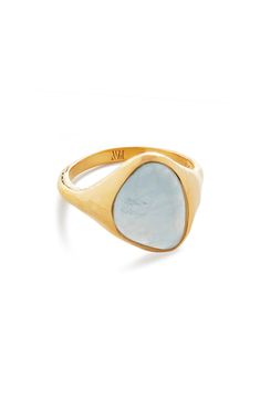 A striking stone is nestled in an organically shaped setting to give this 18-karat-gold vermeil ring a natural feel. Exclusive US retailer Recycled sterling silver/recycled 18k-gold plate/green onyx, aquamarine, or pink quartz Imported Recipient of the Butterfly Mark certification, which identifies luxury brands that adhere to social and environmental best practices This brand meets Nordstrom Responsible Brands criteria: brand adheres to responsible social and environmental practices Free People Rings, Aquamarine Gold Ring, Five Golden Rings, Marble Rings, Ring Inspo, Single Stone Ring, Pretty Jewelry Necklaces, Cute Ear Piercings, Luxe Jewelry