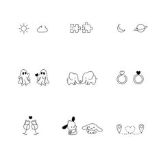 the icons are drawn in different styles and sizes