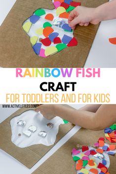 rainbow fish craft for toddlers and children to make with construction paper, scissors and glue