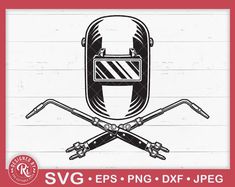 two crossed wrenches and a helmet with the words svg eps png dxf