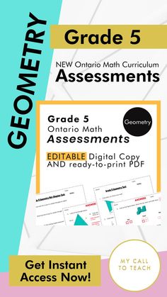 Grade 5 geometry new Ontario math curriculum assessments. Get instant access now via My Call To Teach! Grade 5 Math, Probability Math, Coordinate Plane Graphing, Spatial Reasoning, Graphing Worksheets, Math Lesson Plans, Home Schooling