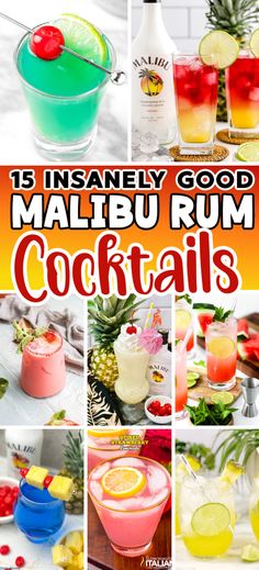 Malibu Rum Drink Recipes – Try these insanely good Malibu Rum Cocktails for your tropical hour! Fun and flavorful adult beverages using the one and only – Malibu Coconut Rum! Good Mixed Drinks Easy, Fruity Mixed Drinks Alcoholic Easy Vodka, Malibu Rum Mixed Drinks, Easy Mixed Drinks With Malibu Rum, Mixed Drinks Alcoholic Malibu, Drinks To Make With Coconut Rum, Things To Mix With Malibu, Fun Drinks With Malibu, Mixed Drinks For The Beach