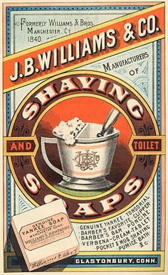 an advertisement for j b williams & co shaving soap