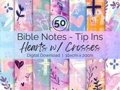 bible notes - tip ins hearts and crosses digital paper pack