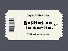 a white ticket with the words bestos en la carta written in black on it