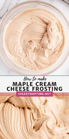 homemade maple cream cheese frosting in a glass bowl