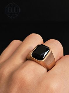 Stainless Steel Rings: Make a bold statement with our Men's Rose Gold Black Onyx Signet Ring. This striking ring features a sleek black onyx stone set in durable rose gold stainless steel, combining sophistication with modern style. Perfect for daily wear or special occasions, it complements both casual and formal attire. Material: Rose Gold Stainless Steel Stone: Black Onyx Design: Bold and sleek signet style with a black onyx stone Features: Hypoallergenic, suitable for sensitive skin Perfect Onyx Signet Ring, Stone Feature, Black Onyx Stone, Onyx Stone, Stainless Steel Rings, Ring Collections, Ring Wedding, Style Moderne, Signet Ring