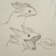 a drawing of a dinosaur with its mouth open and an egg in it's mouth