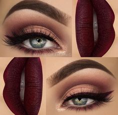 Maroon Matte Lipstick, Brown Smokey Eye Makeup, Make Up Diy, Burgundy Lips, Wedding Makeup Tips