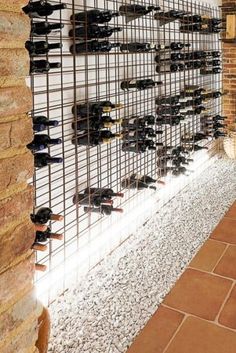 there are many pairs of shoes on display in the building's wine cellars