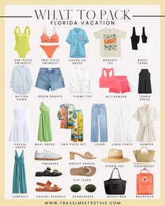 Florida packing list Orlando Florida Outfits Summer, Florida Vacation Packing List, Outfits For Florida Vacation, Florida Beach Outfits, What To Wear In Florida, Beach Holiday Packing List, What To Pack For Florida, Florida Outfit Ideas, Florida Packing List