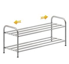 two metal racks with yellow arrows pointing to the left and right sides on each side