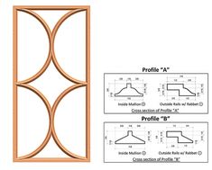 an image of the profile and profile of a wooden window with measurements for each section