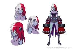 some anime characters with red hair and armor