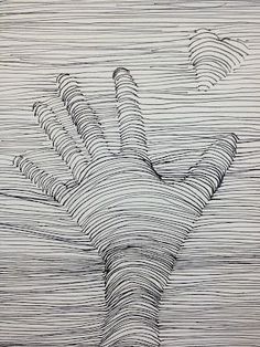 a drawing of a hand reaching up into the air