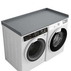 a white washer sitting next to a dryer