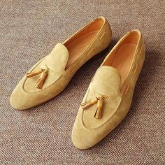 Handmade Beige Suede Moccasin Slipper Tussle Leather Dress Formal Office Shoes - Dress/Formal Loafers Dress, Formal Office, Suede Moccasins, Moccasins Shoes, Office Shoes, Moccasins Slippers