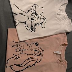 Lady And Tramp Coordinating Shirts, Brand New And Ready For Their Next Disney Adventure! Both Are Xl - Shirt Material Is Bella Preppy Disney Shirts, Cute Disney T Shirts, Disney Cricut Designs, Disney T Shirt Designs, Disneyland Couple Shirts, Family Disney Trip Outfits, Cricut Disney Shirts, Disney T Shirt Ideas, Disney Couple Outfits Ideas