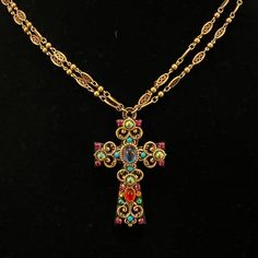 Michal Golan Handcrafted Cross Necklace, 24k Gold Over Brass With Swarovski Crystals. New, With Tags. Perfect Condition. Unique Cross Necklace, Catholic Jewelry Necklace, Catholic Cross Necklace, 1800s Jewelry, Wooden Cross Necklace, California Necklace, Xoxo Jewelry, Ysl Necklace, Catholic Necklace