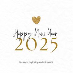 a white and gold new year's card with the words, happy new year 205