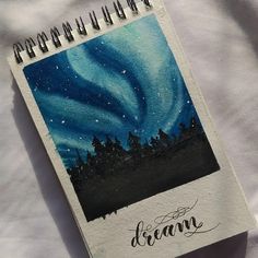 Aurora watercolour painting. Calligraphy. Night sky. Northern lights Northern Lights Drawing Easy, Aurora Drawing Northern Lights, Aurora Borealis Drawing, Northern Lights Painting Easy, Northern Lights Drawing, Northern Lights Painting Watercolors, Watercolor Northern Lights, Aurora Borealis Painting, Aurora Borealis Art