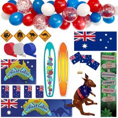 an australian themed party with balloons and decorations