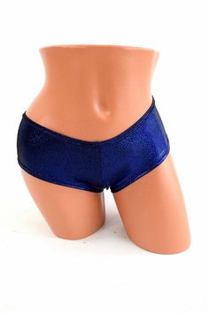 "This item is made to order, please read all the way through the listing before purchasing! This 3PC set is made of sparkling deep blue holographic spandex. It includes a crop tank top, ultra cheeky booty shorts, and a hi lo skirt. The top measures 8\" from underarm to hemline, the skirt measures 10\" in front and 22\" in back, and the cheekies are the perfect thing to wear with this set! Four way stretch and tons of sparkle! We can create these in any color or print shown in the shop. If you do Blue Cheerleading Shorts, Blue Shorts For Cheerleading, Blue Stretch Shorts For Cheerleading, Blue Fitted Bottoms Short Length, Fitted Blue Shorts, Fitted Blue Dance Bottoms, Fitted Blue Bottoms For Dance, Blue Stretch Bottoms For Cheerleading, Stretch Blue Bottoms For Cheerleading