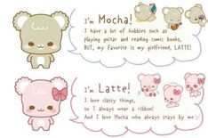 an image of some cute animals with words in the sky above them that say i'm mocha