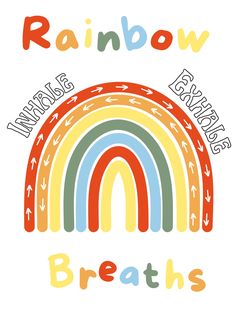 the words rainbow are written in different colors and font on a white background with a rainbow