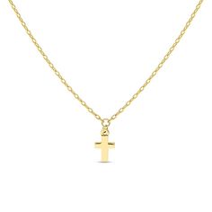 Complete your everyday look with this dainty yet faith-filled 14K gold cross necklace. 14K gold. Features a simple and petite cross at the center. 16.0-inch link chain necklace with 2.0-inch extender and spring-ring clasp. Simple Cross Necklace, Cross Necklace Simple, Back To School Shoes, Mini Cross, Gold Cross Necklace, Link Chain Necklace, Jewelry Lookbook, Gold Cross, Cross Pendant Necklace