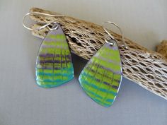 Enameled Colorful Summer Dangle Earrings Sterling Silver by fitzidesigns on Etsy Summer Shades, Etsy Earrings Dangle