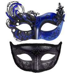 PRICES MAY VARY. Package includes - 2 pcs masquerade masks for couples, the black base decorated with black glitter pattern masquerade mask for men, the black & blue ABS base inlaid with metal swan pattern and rhinestones masquerade mask for women Premium material - SIQUK couple masquerade masks are made of strong, durable and lightweight ABS plastic and metal, no extra glue and no discoloration, the masquerade mask can be molded easily to the face contours of the wearers One size fits most - th Black Venetian Masks And Prosthetics For Mardi Gras, Black Venetian Mask For Mardi Gras, Venetian Black Mask For Mardi Gras, Black Masks And Prosthetics For Mardi Gras, Black Masks And Prosthetics For Mardi Gras Masquerade, Black Masks For Mardi Gras Masquerade, Black Carnival Mask, Metal Swan, Swan Pattern