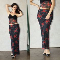 There Is Nothing Like A Good Rose Print For The Summer To Fall Transition. This Maxi Skirt Is Going To Be In Your Outfit Rotation Because It’s Stylish And Super Comfy, But You Can Mix It Up With So Many Tops! This Maxi Skirt Has Black Lining And A Rose Print Mesh Overlay. The Fabric Is Soft And Stretchy And The Waistband Is Elastic As Well. Pair It With A White Crop Top And Some Gold Necklaces And Some Sneakers For A Great And Casual Look Or Wear It With A Bodysuit For A Cute Date Night Outfit. Cute Date Night Outfits, Mesh Maxi Skirt, Fall Transition, Mesh Skirt, White Crop Top, Rose Print, Black Friday Sale, Autumn Summer, Date Night Outfit