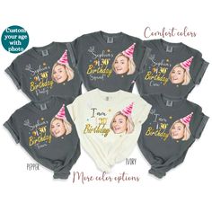 Discover our amazing options for group birthday celebrations! We have personalized shirts with face photos, perfect for standing out at your party. From coordinated shirts for the entire group to custom options with your favorite images, find the perfect shirt for your celebration! About Our Product: ⭐ 1. Comfort Colors 1717 Garment-Dyed Shirt Details: Made with 100% ring-spun U.S. cotton (6.1 oz/yd softened for comfort. Double-needle stitching for durability, seamless sides to maintain shape, p Custom Birthday Shirts For Women, Custom Birthday Shirts With Picture, Cheap Party Shirt With Custom Print, Custom Birthday Shirts Casual, Matching Birthday Shirts, Custom Birthday Shirts, Group Shirts, Face Photo, Birthday Celebrations