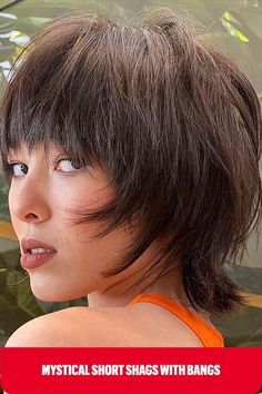 Short Heavily Textured Shag with Bangs for Finer Hair and women with an edgy style Pixie Cuts For Thick Hair, Cuts For Thick Hair, Shaggy Haircut, Short Spiked Hair