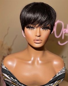 OpHair - Pixie Cut Short Bob Glueless Invisible Lace Wig - OPH002 Short Lace Front Wigs Pixie, Pixie Lace Front Wigs, Human Hair Pixie Cut Wig, Short Bulb Wig, Full Lace Pixie Cut Wig, Pixie Cut Short, Pixie Wigs, Pixie Wig, Invisible Lace