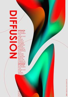 a poster with different colored shapes on it's sides and the words defusion written below