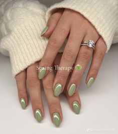 Fall Green Nails 2024, Green Hailey Bieber Nails, Pearly Green Nails, Acrylic Nails Almond Shape, Gelish Nails, Dark Nails, Clean Nails