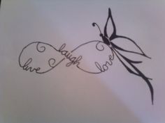 a drawing of a butterfly with the words hope and love