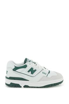 WHITE NEW BALANCE  550 SNEAKERS Nb Logo, Balance 550, Fabric Logo, Green Sneakers, Sneaker Games, New Balance Women, Logo Tag, Lv Bag, Fendi Bags