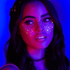 Black Light Makeup, Uv Face Paint, Uv Makeup, Neon Photoshoot