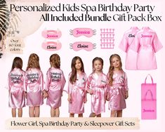 Introducing our Personalized Kids Spa Birthday Party Gift Set - the perfect way to make any celebration extra special! This custom pamper box is designed with love and care to provide a delightful experience for the little ones. Whether it's a birthday bash, a holiday celebration, or a flower girl treat, this popular gift set is sure to bring smiles and joy. **What's Inside **Robe Wrap your little princess in luxury with our super-soft and cozy robe. Made from high-quality materials, it's perfec Spa Bday Party For Kids, Spa Day Birthday Party Ideas For Kids, Spa Birthday Party Ideas For Kids, Girls Pamper Party, Kids Pamper Party, Party Rental Ideas, Spa Birthday Party, Birthday Sleepover Ideas, Kids Spa Party