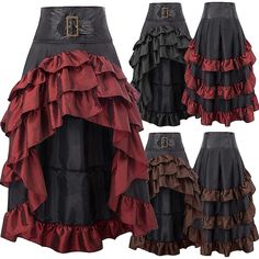 Retro Vintage Medieval Renaissance Ruffle Dress Skirt Corset Pirate Women's Cosplay Costume Casual Daily Skirts 2023 - US $29.99 Steampunk Dress Victorian, Middle Ages Dress, Gaun Abad Pertengahan, Steampunk Skirt, Steampunk Dress, Women Costume, Gothic Skirts, Fest Outfits, Corset Skirt