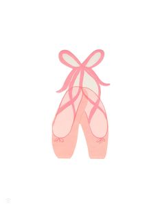 a pair of pink ballet shoes with bows on the top and bottom, against a white background